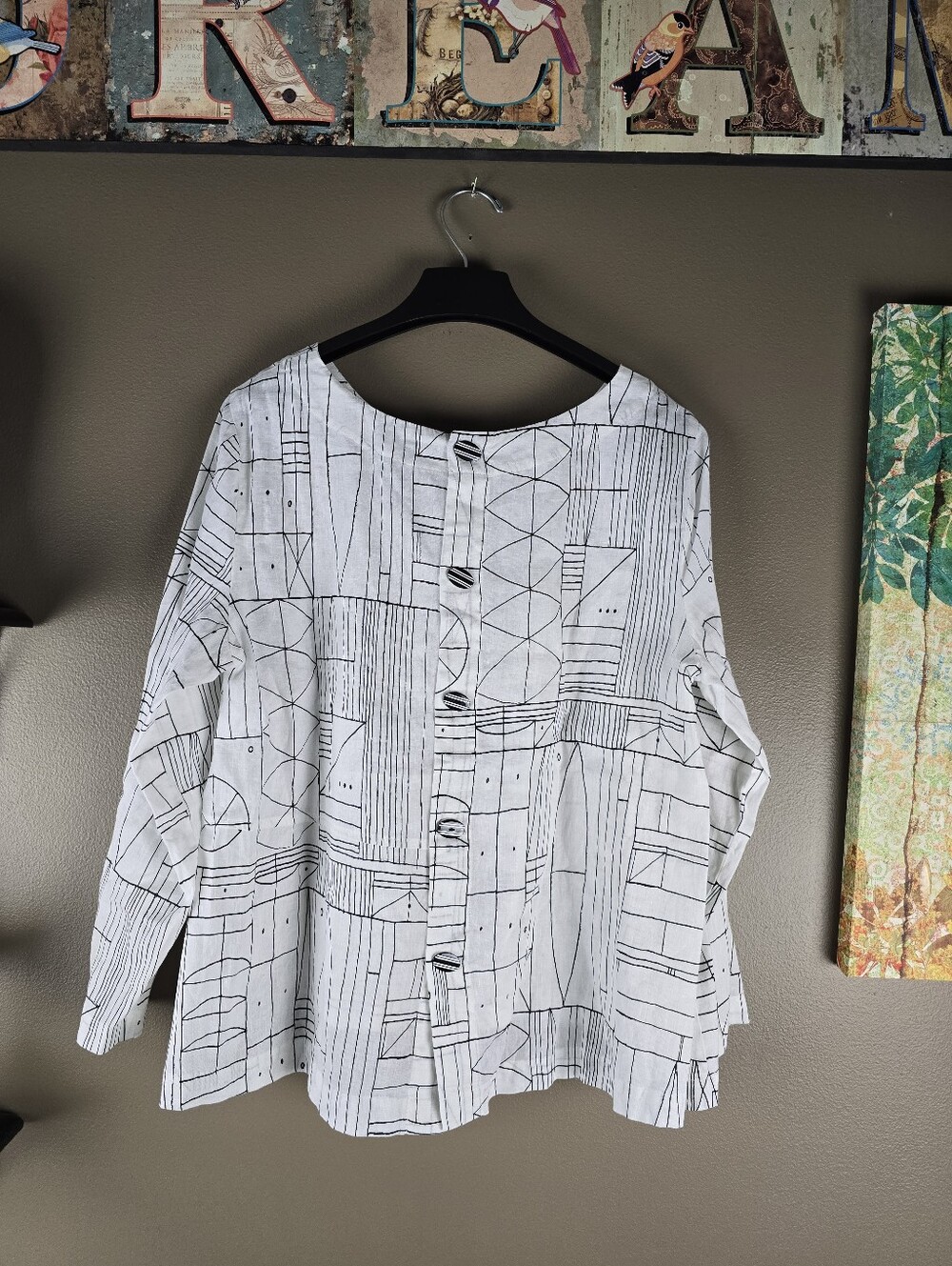 Habitat Geometrical Print Abstract Lagenlook Top Medium - Picture 2 of 10